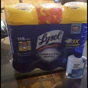 Lysol disinfecting wipes;